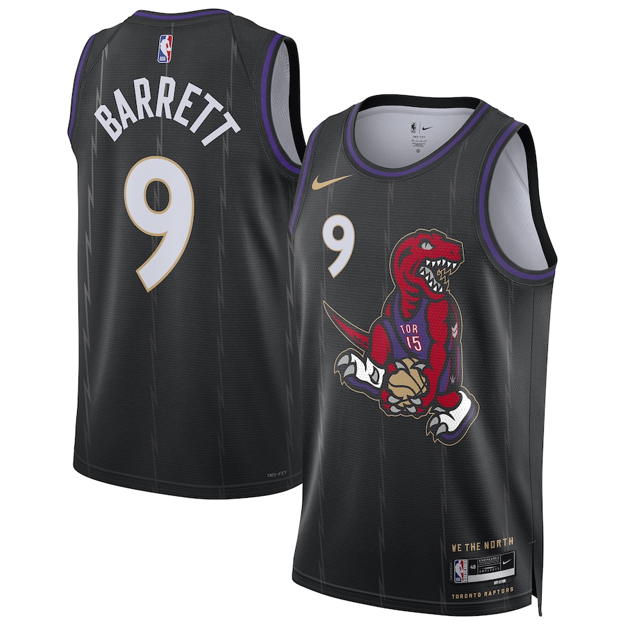 Men Toronto Raptors #9 RJ Barrett Nike Black City Edition 2024-25 Swingman Player NBA Jersey